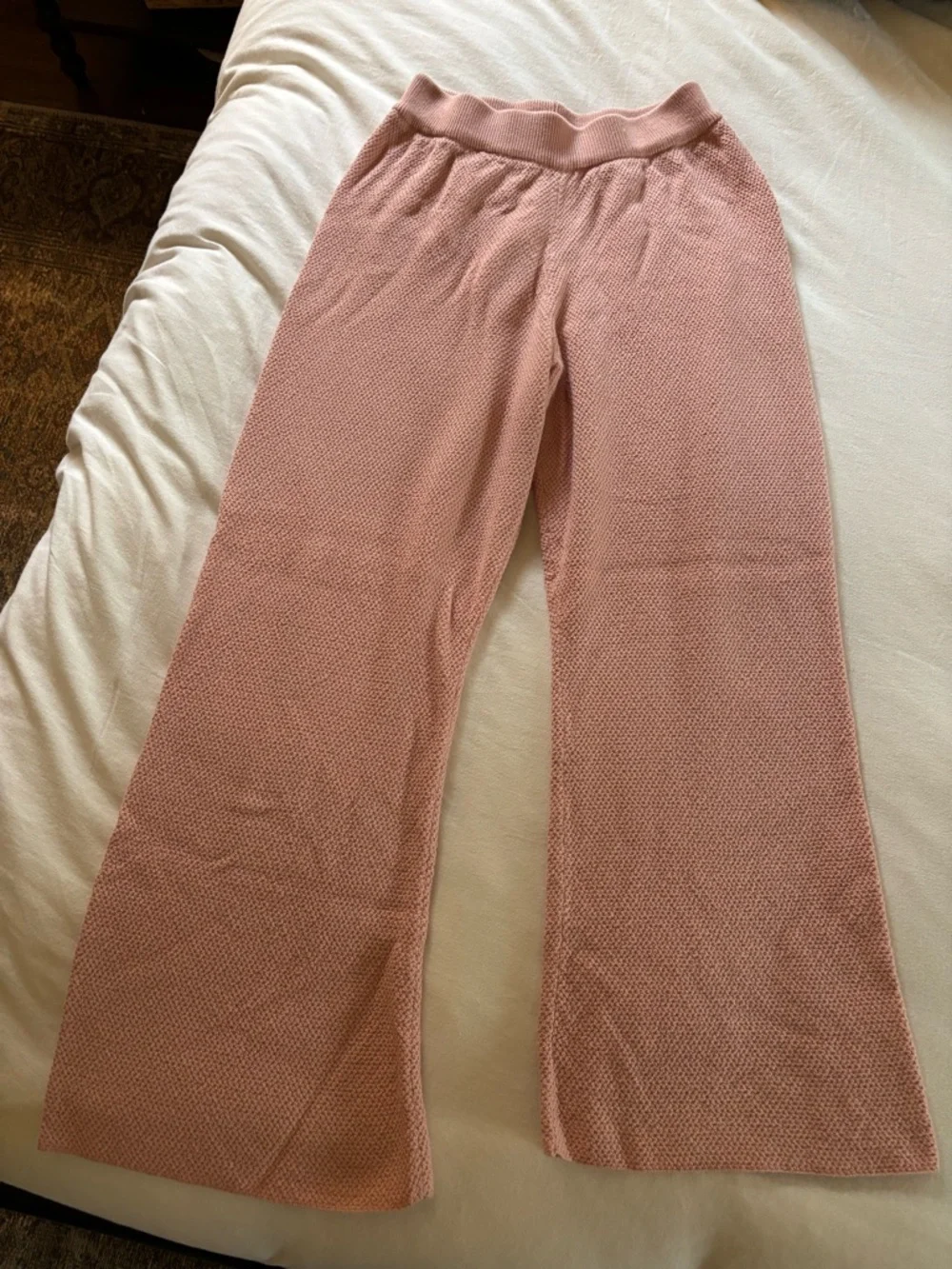 Pink Waffle Knit Button-Front Lounge Set - Picture 2 of 3